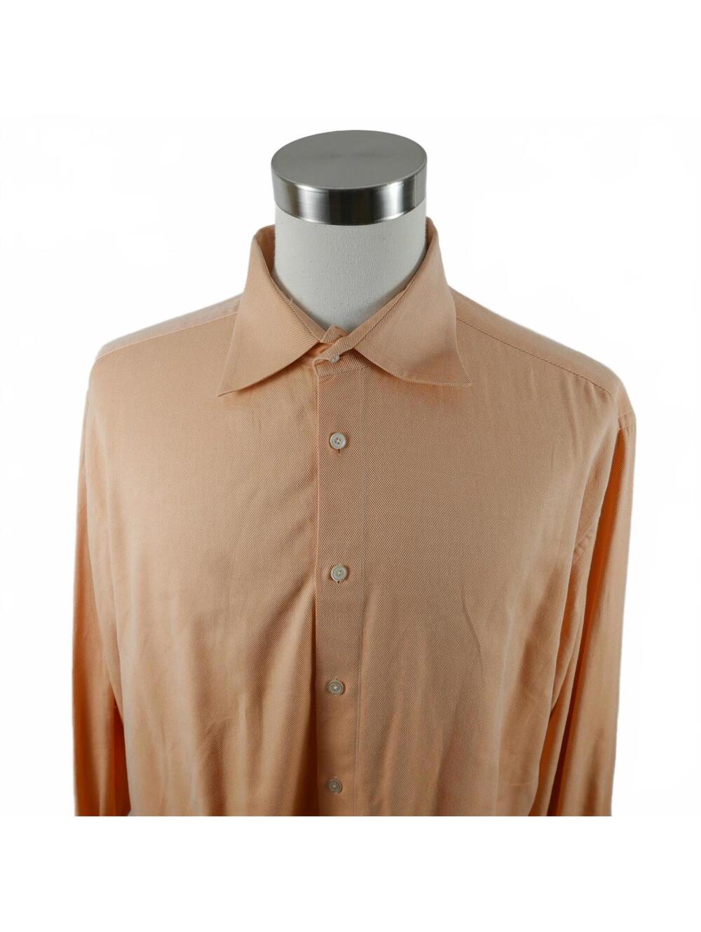 Kuhlman Mens Cotton Sigma Button Down Orange Striped Dress Shirt Size 48